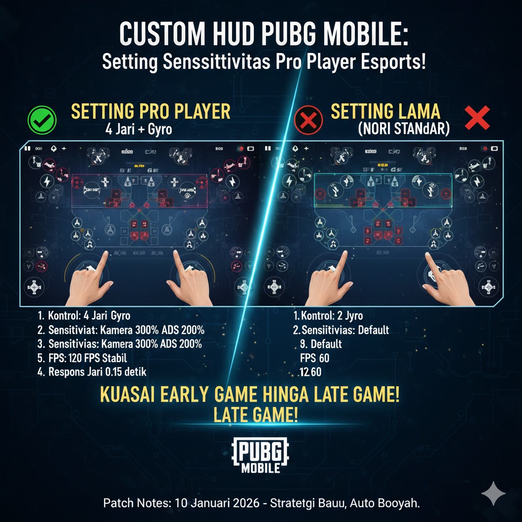 Custom HUD PUBG Mobile: Setting Sensitivitas Pro Player Esports!